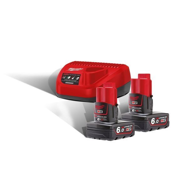 Акумулятор Li-Ion MILWAUKEE, M12 NRG-602 (+ заряд.пристрій, 2 акум.Х 6Аг) 4933451903 фото