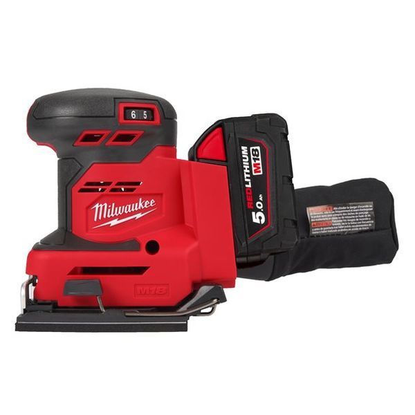 Машина шліфувальна вібраційна акумуляторна MILWAUKEE, M18 BQSS-502B (+зар.пр., 2 акум.Х5Аг, сумка) 4933479967 фото