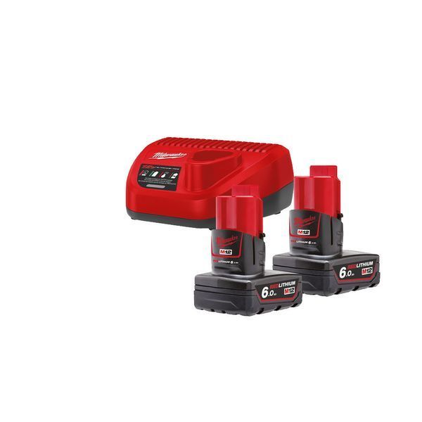 Акумулятор Li-Ion MILWAUKEE, M12 NRG-602 (+ заряд.пристрій, 2 акум.Х 6Аг) 4933451903 фото