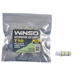 Автолампа Winso LED 12V SMD T10 W2.1x9.5d, 10шт 127380 127380 фото