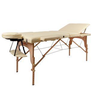 Масажний стіл inSPORTline Japane 3-Piece Wooden - кремово-жовтий 9408-1 фото