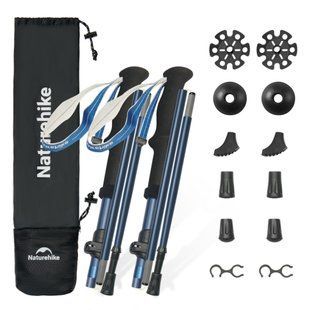 Комплект із п'ятисекційних складаних трекінгових палиць Naturehike CNK2450DS013 Gale Pro, 115-135 см, 2 шт, сині 6927595792537 фото