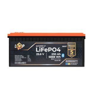 Акумулятор LP LiFePO4 25,6V - 230 Ah (5888Wh) (BMS 200A/100А) пластик Smart BT LP40339 фото
