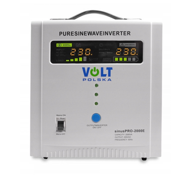 Комплект Volt Polska SINUS PRO 2000E 12/230V 1250/2000W + Акумулятор гелевий 4SUN MAXX GEL 120 Ah 2000E120FMS фото