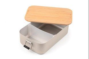 Ланч-бокс XL Troika з засувкою, алюміній та бамбукова кришка BOX30 фото