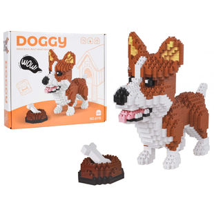 Дитячий конструктор Ramiz 6115 Welsh Corgi з мисочкою на кісткою 1200 ел, коричнево-білий ZKL.6115 фото