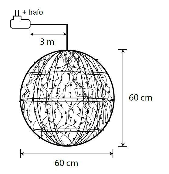 Куля декоративна срібло, 60 см, 320 led, мерехтливий, Luca Lighting 8718861660982 фото