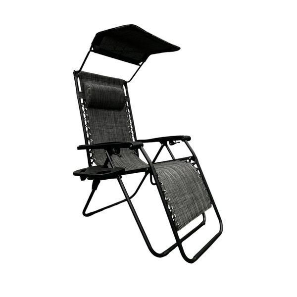 Розкладне крісло шезлонг із козирком LEOBRO Zero Gravity Dark Grey (LB-ZGC-H1-DGR) LB-ZGC-H1-DGR фото