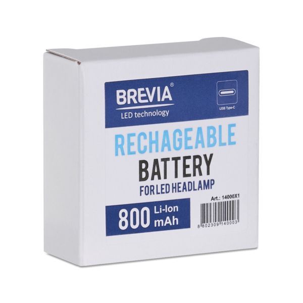 Акумулятор Brevia 3.7V 800mAh Li-polymer з Type-C для налобних ліхтарів 14000X1 фото
