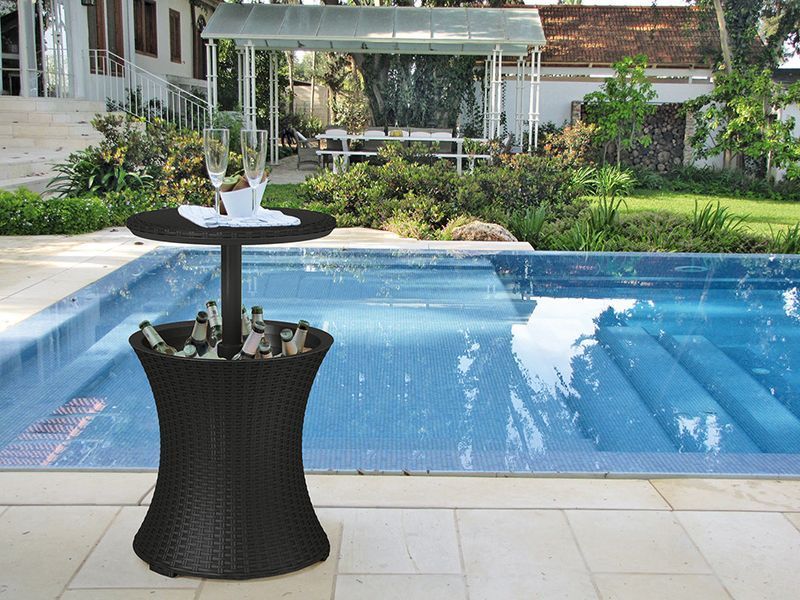 Стол - бар пластиковий Keter Cool Bar Rattan, колір сірий 7290103660550 фото