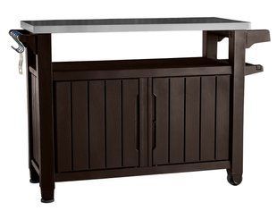 Стіл-буфет садовий для барбекю Keter UNITY XL, коричневий, 207 л 7290106930780 фото