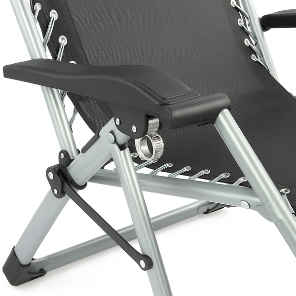 Розкладне крісло шезлонг LEOBRO Zero Gravity Premium Plus Чорне (LB-ZGC-E1-BLK) LB-ZGC-E1-BLK фото