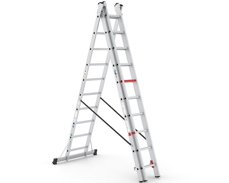 Трьохсекційна алюмінієва драбина VIRASTAR Triomax Pro 3x10 сходинок TS190 фото