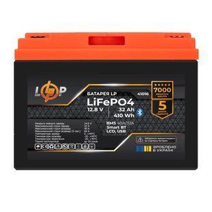 Акумулятор LP LiFePO4 12,8V - 32 Ah (410Wh) (BMS 40А/32A) пластик LCD USB Smart BT LP41016 фото