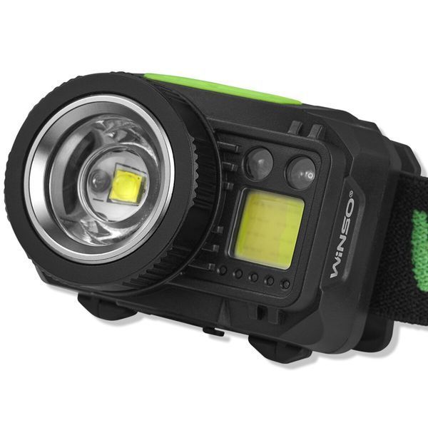 Ліхтар налобний Winso Pro 500Lm, 3W CREE XPG+COB, 1200mAh/3xAAA, Zoom, з сенсором білий/червоний 751400 фото