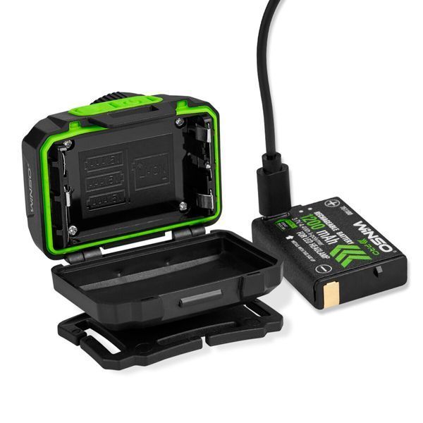 Ліхтар налобний Winso Pro 500Lm, 3W CREE XPG+COB, 1200mAh/3xAAA, Zoom, з сенсором білий/червоний 751400 фото