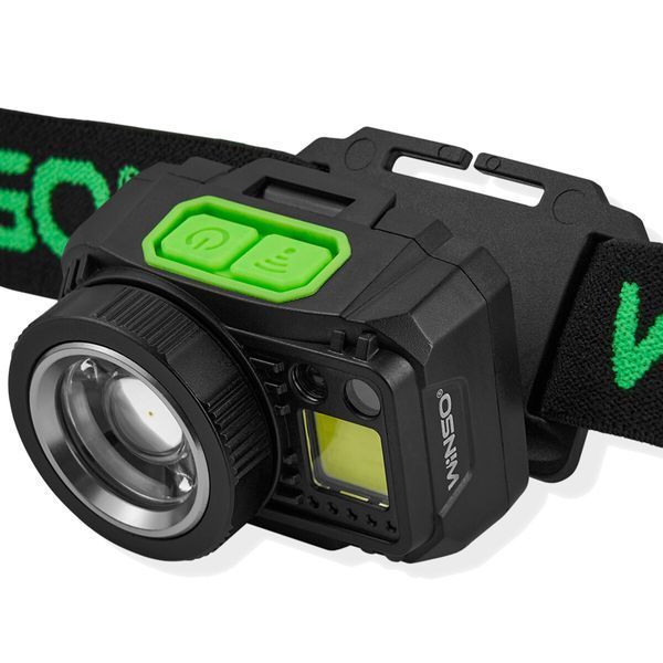 Ліхтар налобний Winso Pro 500Lm, 3W CREE XPG+COB, 1200mAh/3xAAA, Zoom, з сенсором білий/червоний 751400 фото
