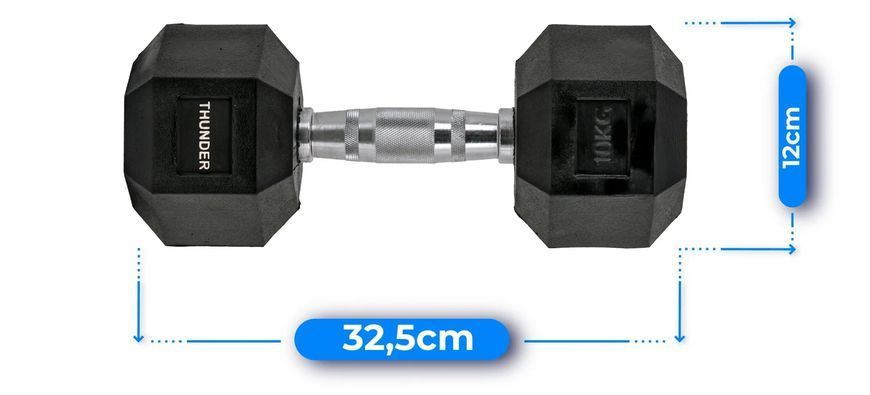 Гантель шестигранна THUNDER 10 кг HEXAGONAL-DUMBBELLS-10KG фото