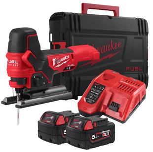 Лобзик акумуляторний безщітковий MILWAUKEE, M18 FBJS-502X (зарядний пристрій М12-18 FС, 2 акумулятори М18 В5 5Аг. полотно, адапт 4933500556 фото