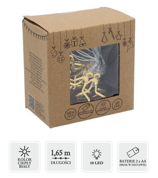 Гірлянда-струна Зірки 3D Chomik, 1,65 м, 10 LED теплий білий 5900779854109 фото