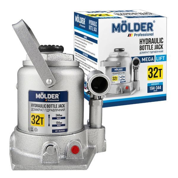 Домкрат гідравлічний пляшковий Molder 32т 194-344мм MA29320 фото