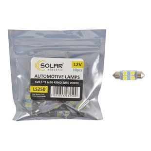 Автолампа Solar LED 12V SV8.5 T11x36 4smd 5050 white 10шт LS250_P фото