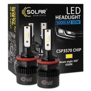 Автолампа Solar LED H8-H11-H16 12/24V 50W 5000Lm 6500K CSP3570 8511S2 фото