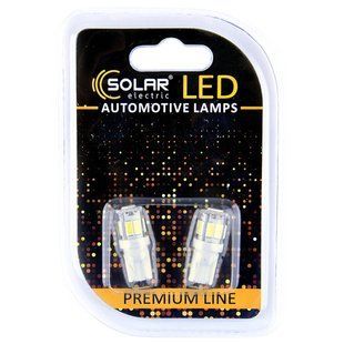 LED автолампа Solar 12V T10 W2.1x9.5d 9SMD white, 2шт SL1336 фото