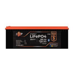 Акумулятор LP LiFePO4 25,6V - 280 Ah (7168Wh) (BMS 200A/200А) пластик Smart BT LP37398 фото