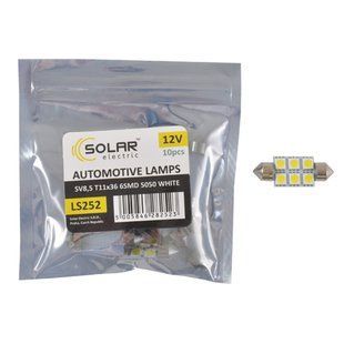 Автолампа Solar LED 12V SV8.5 T11x36 6smd 5050 white 10шт LS252_P фото