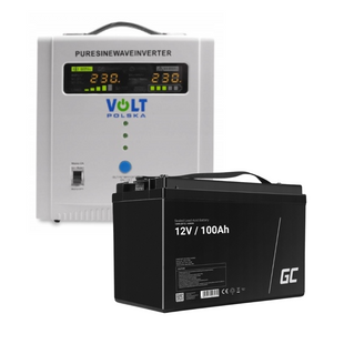 Аварійний комплект Volt Polska SINUS PRO 2000 E 12/230V 1250/2000W + Акумулятор Green Cell AGM 100Ah 12V AGM2000E фото