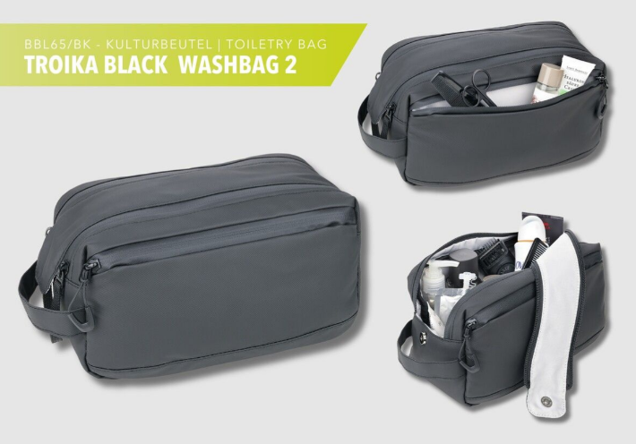 Сумка "BLACK WASHBAG 2 "поліестер, косметичка, 32 х 15 х 4,5 см, чорна BBL65/BK фото