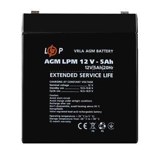 Розпродаж (3861) Акумулятор AGM LPM 12V - 5 Ah (11-2024) LP41113 фото