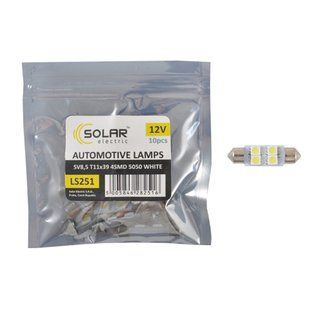 Автолампа Solar LED 12V SV8.5 T11x39 4smd 5050 white 10шт LS251_P фото