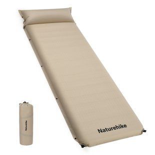 Килимок самонадувний одномісний з подушкою Naturehike CNK2450WS020, 100 мм, бежевий 6927595712719 фото