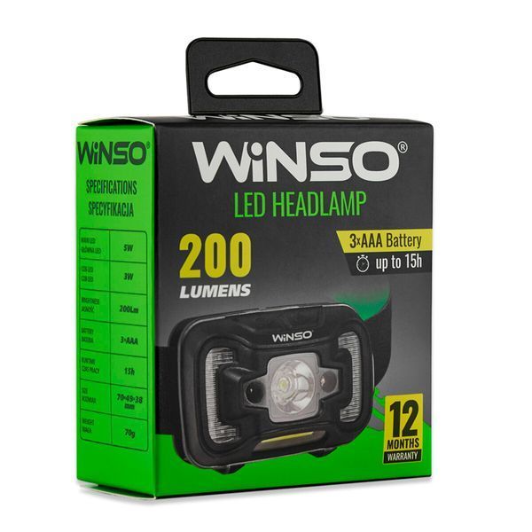 Ліхтар налобний Winso 260Lm, 5W CREE XTE+COB, 3xAAA, з сенсором білий/червоний 750400 фото