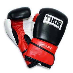 Рукавички боксерські THOR ULTIMATE 10oz / шкіра / біло-чорно-червоні 551/01(Leather) W/B/R 10 oz. фото