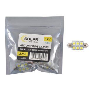 Автолампа Solar LED 12V SV8.5 T11x39 6smd 5050 white 10шт LS253_P фото