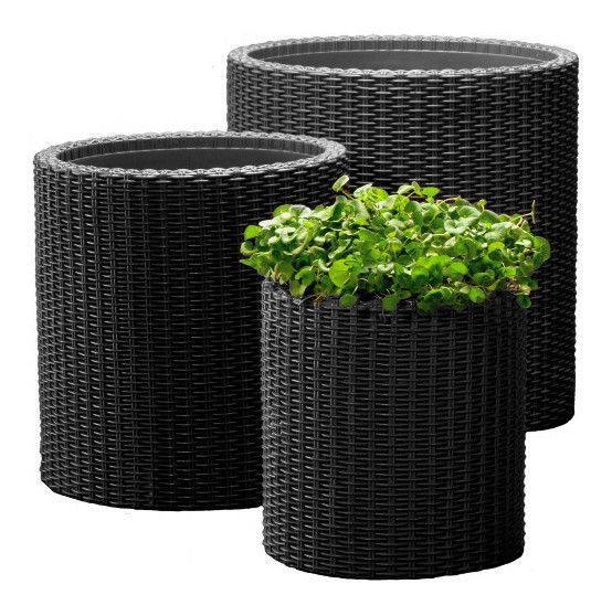 Горщик для квітів Keter Cylinder Planter Small, 7 л, сірий 7290103668204 фото