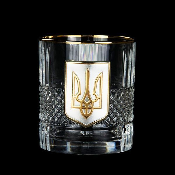 Набір для віскі &laquo;Гербовий з тризубцем&raquo; 7 предметів Boss Crystal, графин, 6 келихів, срібло, золото, кришталь B7TRY1GG фото