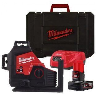 Нівелір лазерний 3D акумуляторний MILWAUKEE, M12 3PL-401C (+заряд. пристрій. ,1акум.Х4Аг, кейс) 4933478102 фото