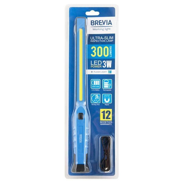 Ліхтар інспекційний Brevia LED 3W COB+1W LED 300lm, 2000mAh, час роботи до 3 год., IP20 11380 11380 фото