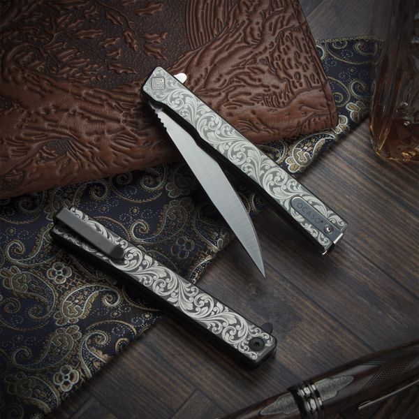 Ніж Ocaso Solstice, Engraved titanium, Scroll Pattern, Satin 4009338 фото