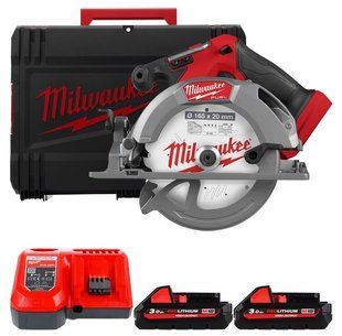 Пила дискова ручна акумуляторна MILWAUKEE, M18 FCS552-302X, &Oslash;165мм (зарядний пристрій, 2акум. Х 3 Аг, HDкейс) 4933493589 фото