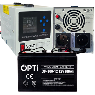 Аварійний комплект живлення Volt Polska SINUS PRO 850 E PLUS 12/230V 500/850W + Акумулятор GEL OPTI 12V 110 Ah 850EP110OPTI фото