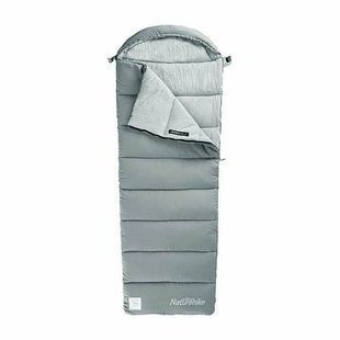 Спальник з капюшоном із звичайним мішком для зберігання Naturehike M400 CNK2350WS023, (1&deg;C), правий, сірий 6927595776056 фото