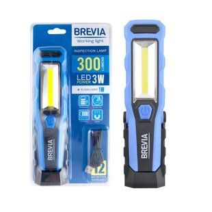 Ліхтар інспекційний Brevia LED 8SMD+1W LED 300lm 2000mAh microUSB 11320 фото