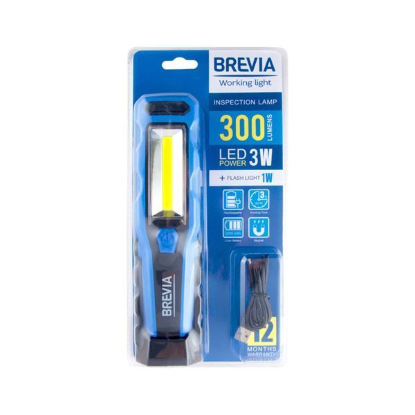 Ліхтар інспекційний Brevia LED 8SMD+1W LED 300lm 2000mAh microUSB 11320 фото