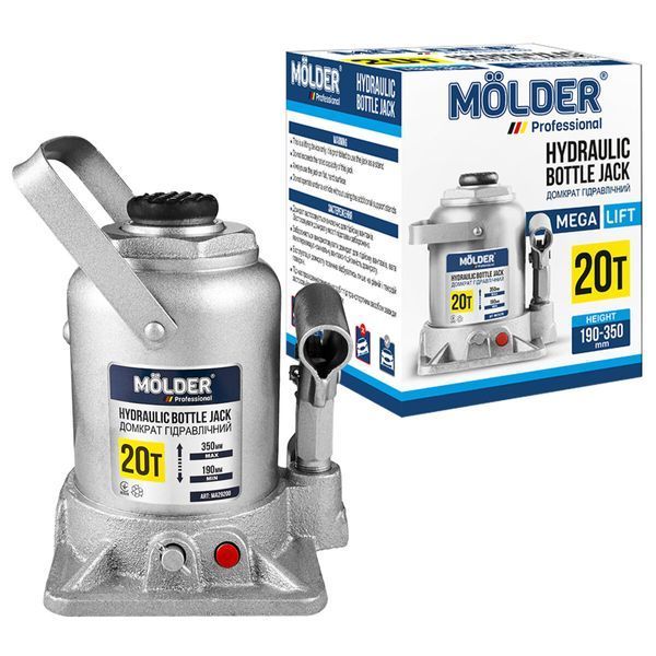 Домкрат гідравлічний пляшковий Molder 20т 190-350мм MA29200 фото