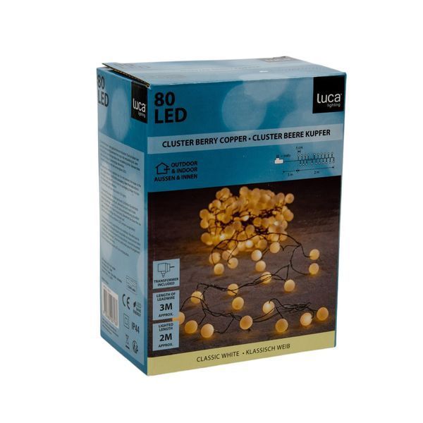 Гірлянда-кластер Luca Lighting Кульки, 80 LED, зелена струна, 5 м, теплий білий 8720362027133 фото